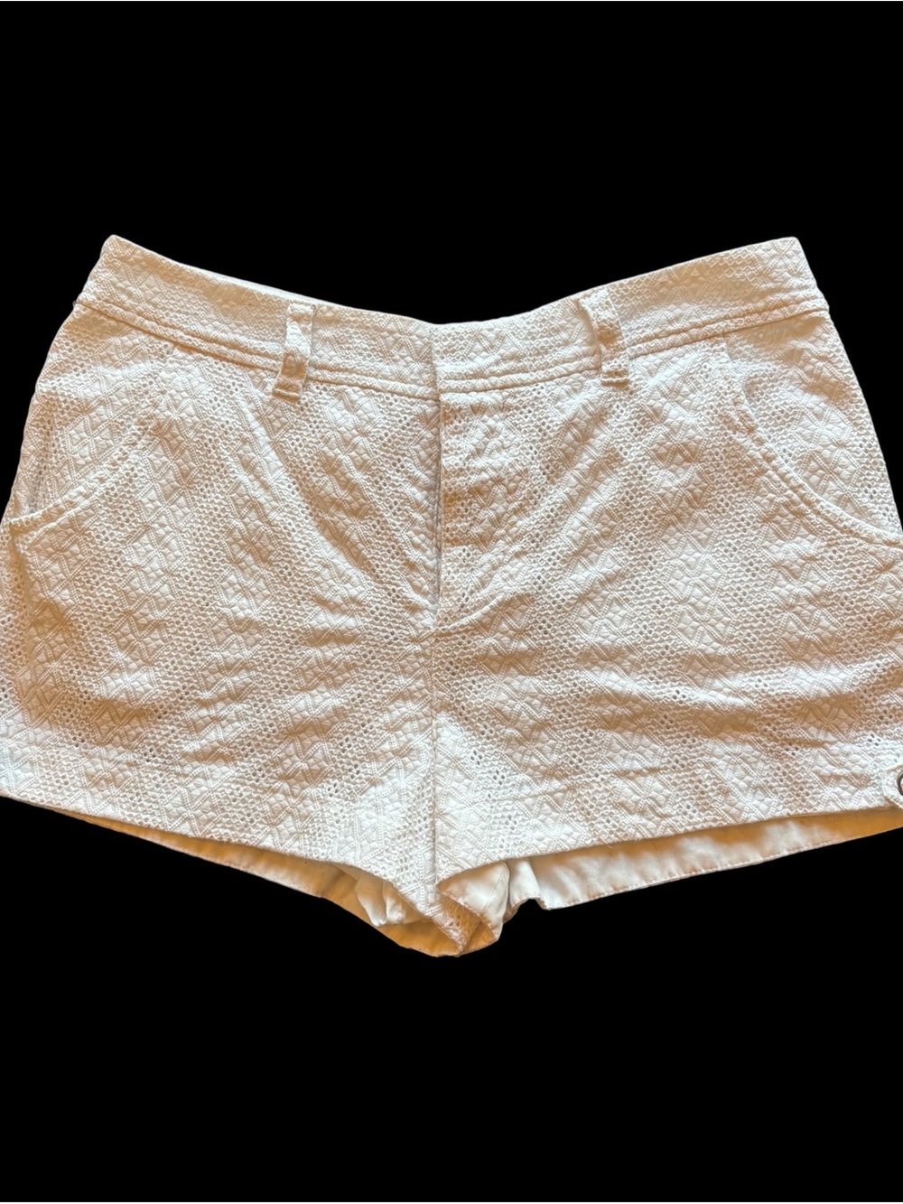 Free People Cream Textured Jacquard Shorts